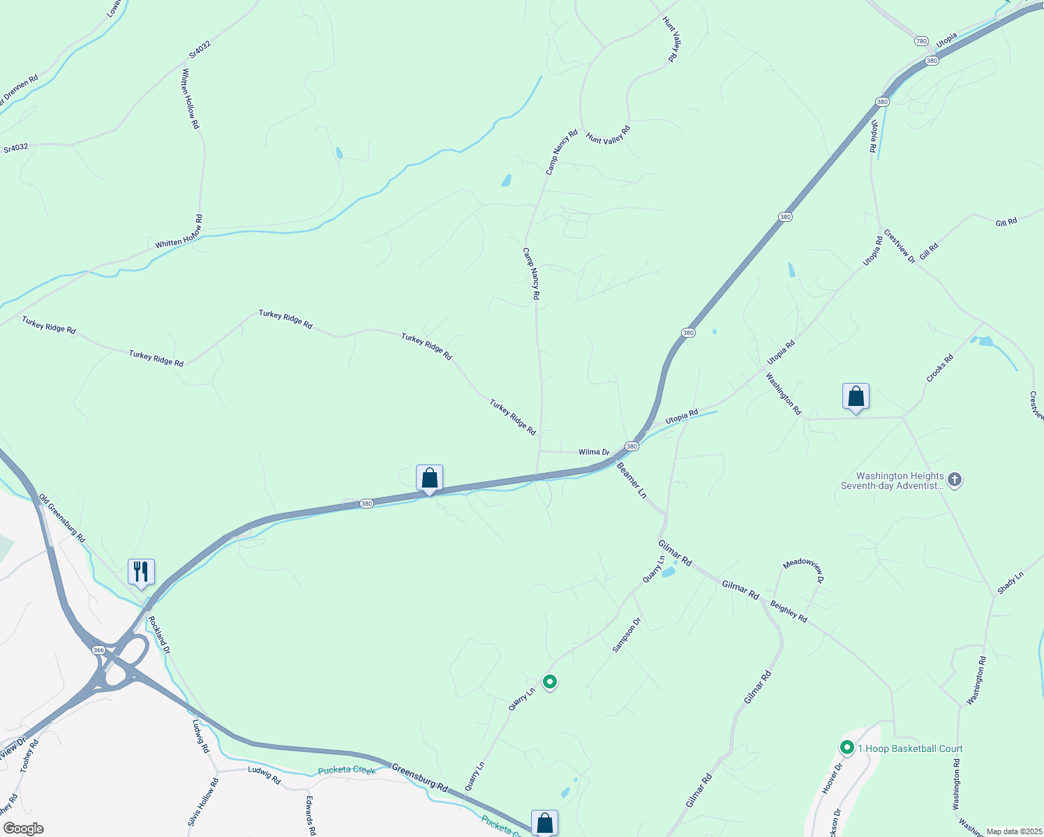 map of restaurants, bars, coffee shops, grocery stores, and more near 2661 Turkey Ridge Road in Apollo