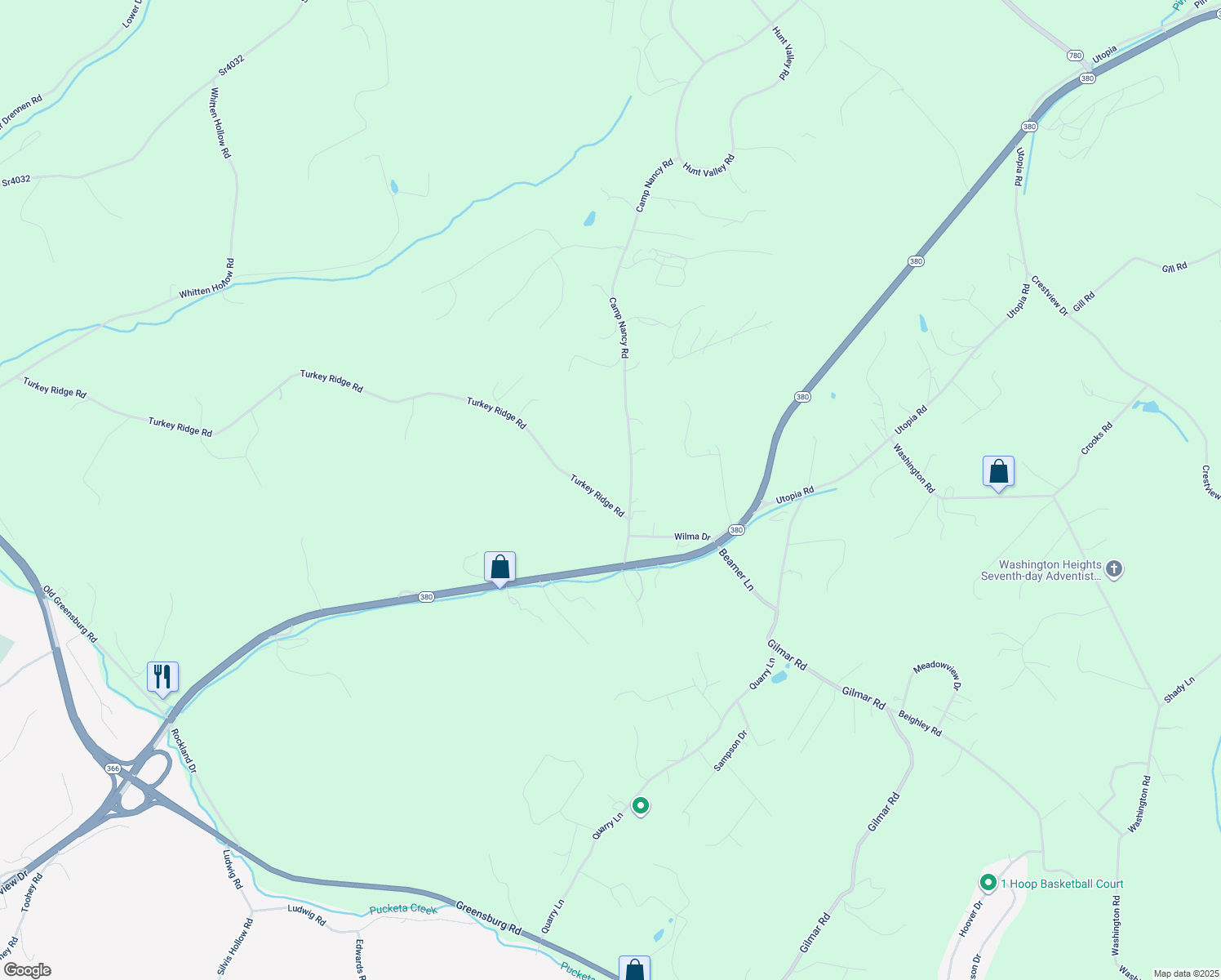 map of restaurants, bars, coffee shops, grocery stores, and more near 2661 Turkey Ridge Road in Apollo