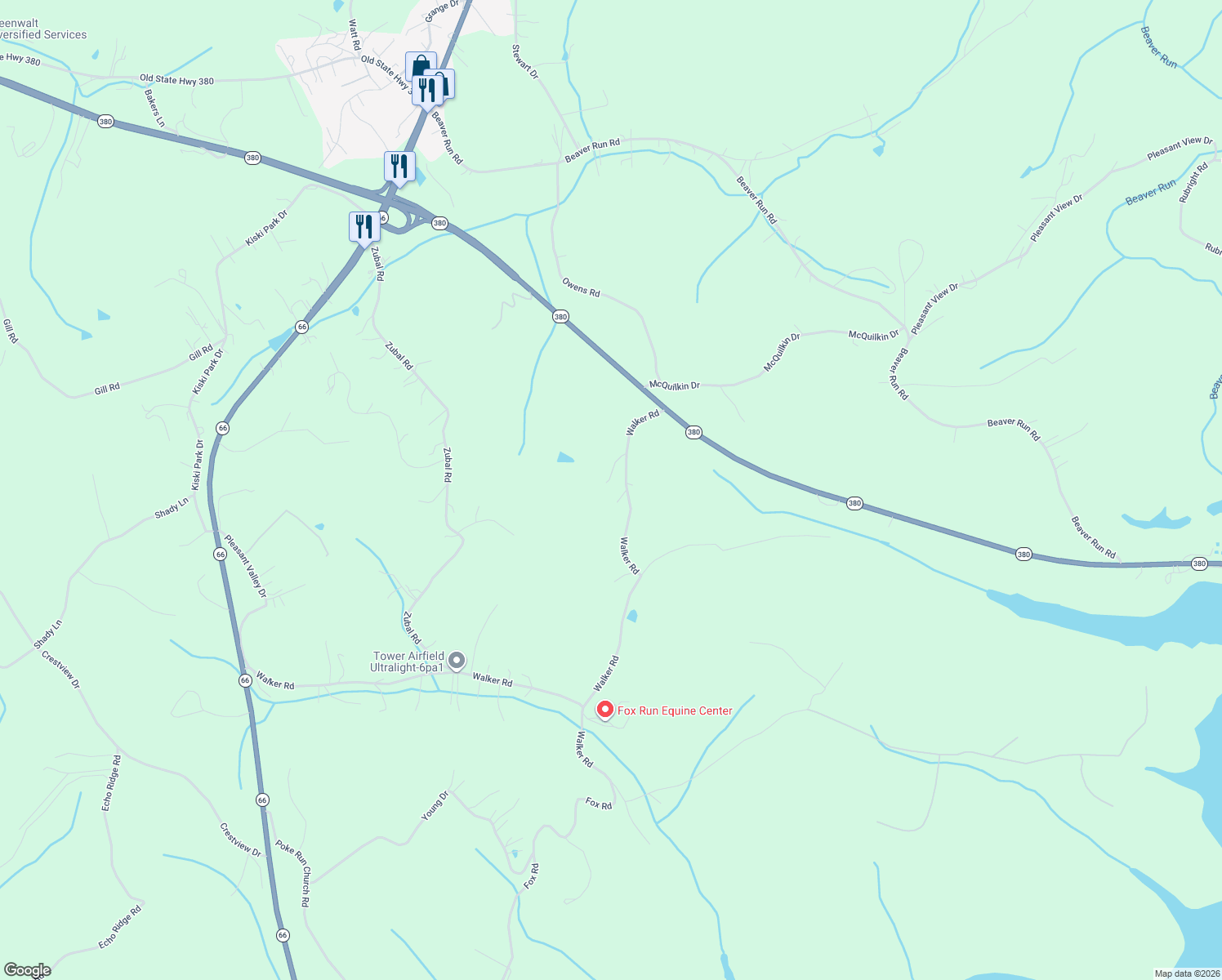 map of restaurants, bars, coffee shops, grocery stores, and more near 335 Walker Road in Apollo