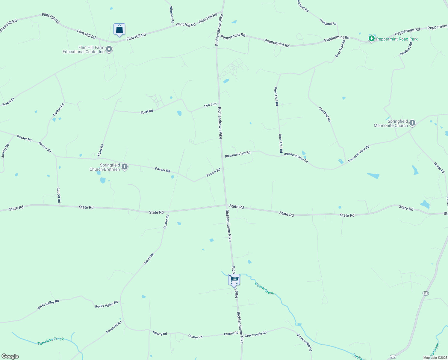 map of restaurants, bars, coffee shops, grocery stores, and more near 2367 Richlandtown Pike in Coopersburg