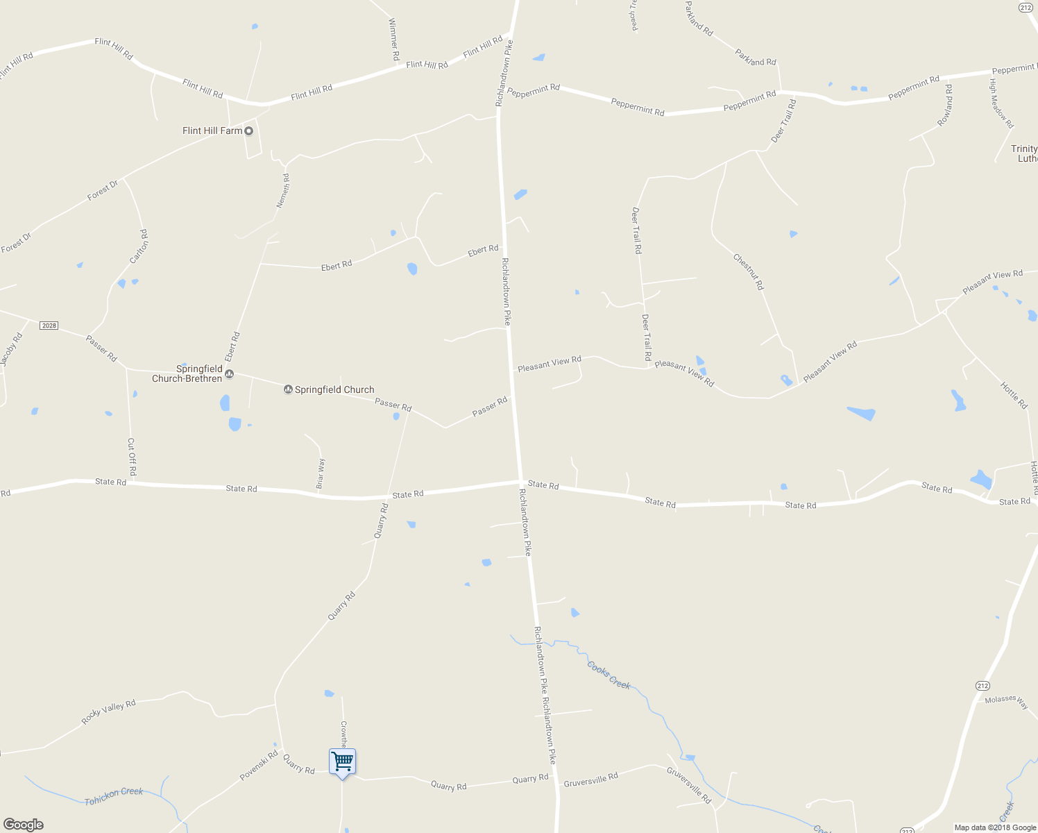 map of restaurants, bars, coffee shops, grocery stores, and more near 2383 Richlandtown Pike in Coopersburg