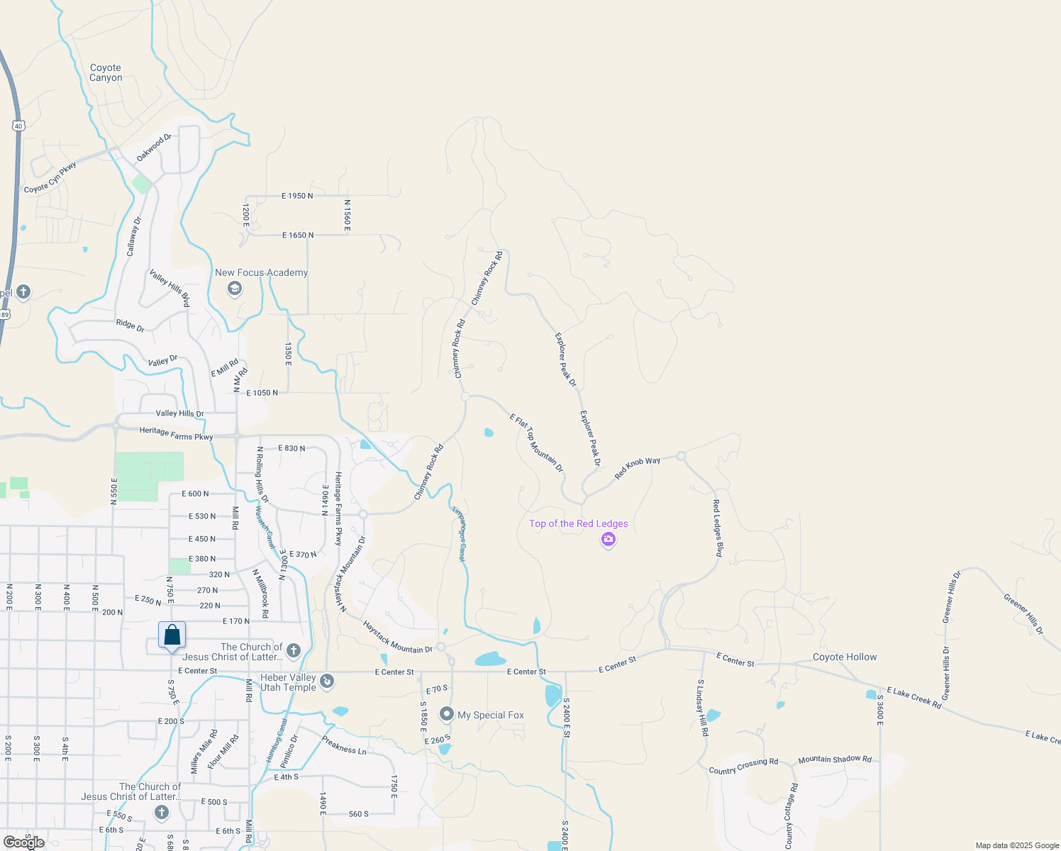map of restaurants, bars, coffee shops, grocery stores, and more near 2265 East Flat Top Mountain Drive in Heber City