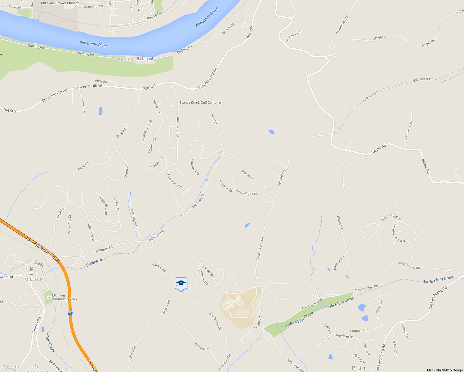 map of restaurants, bars, coffee shops, grocery stores, and more near 134 Cherrywood Drive in New Kensington