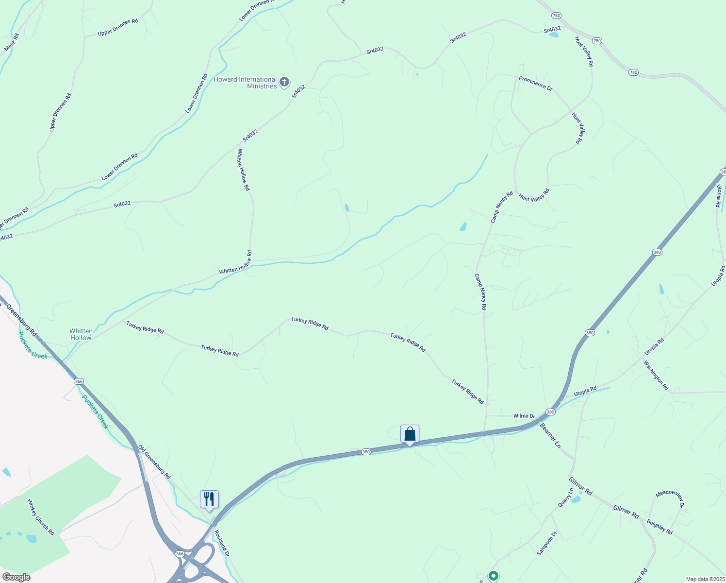 map of restaurants, bars, coffee shops, grocery stores, and more near Dove Drive in Apollo
