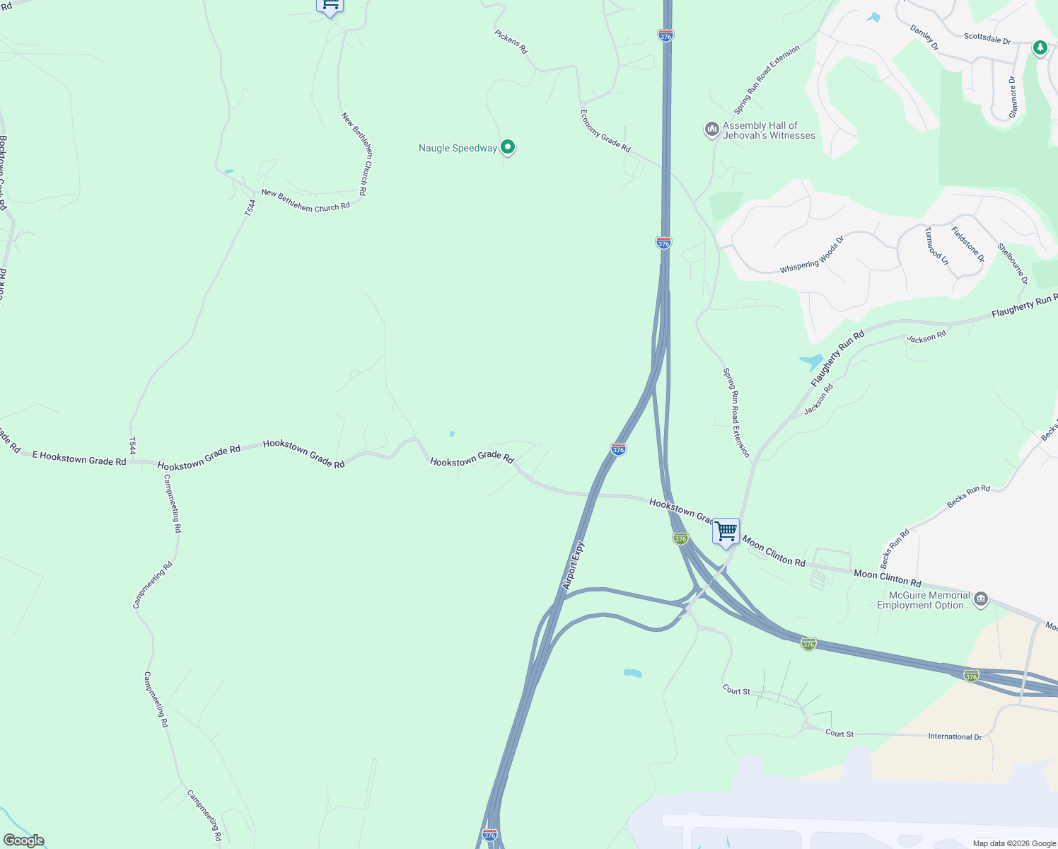 map of restaurants, bars, coffee shops, grocery stores, and more near 2289 Hookstown Grade Road in Clinton