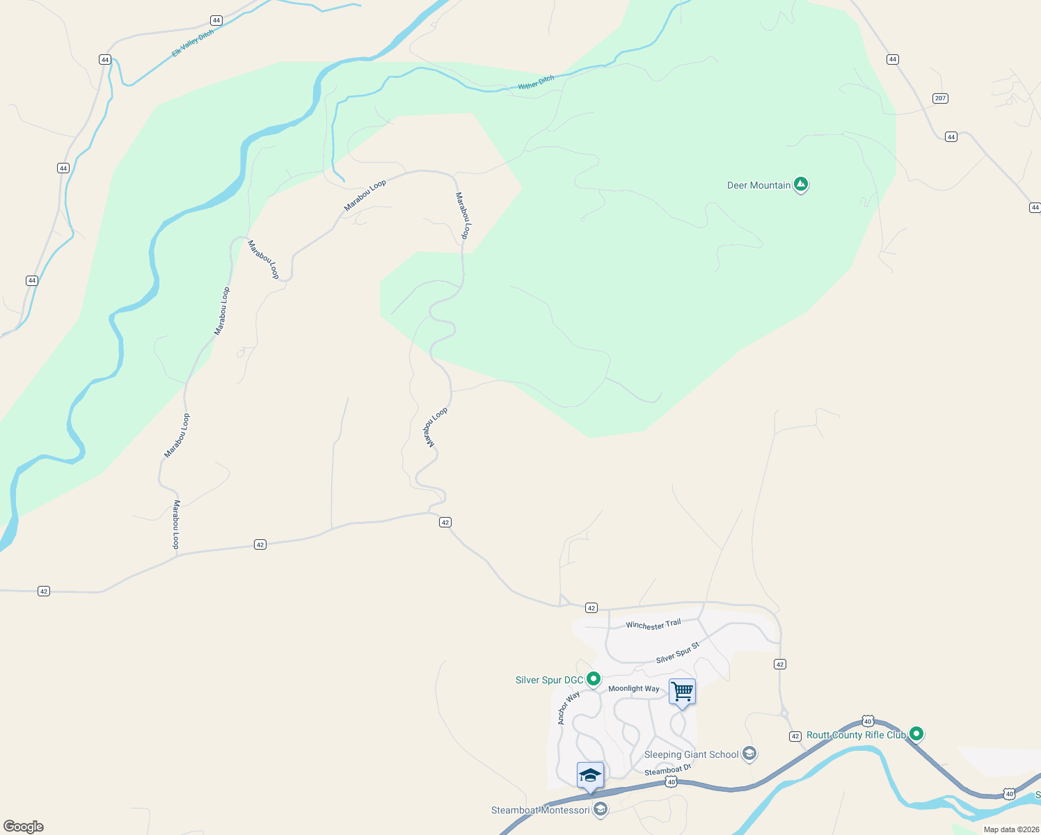 map of restaurants, bars, coffee shops, grocery stores, and more near 27000 Fire Song Road in Steamboat Springs