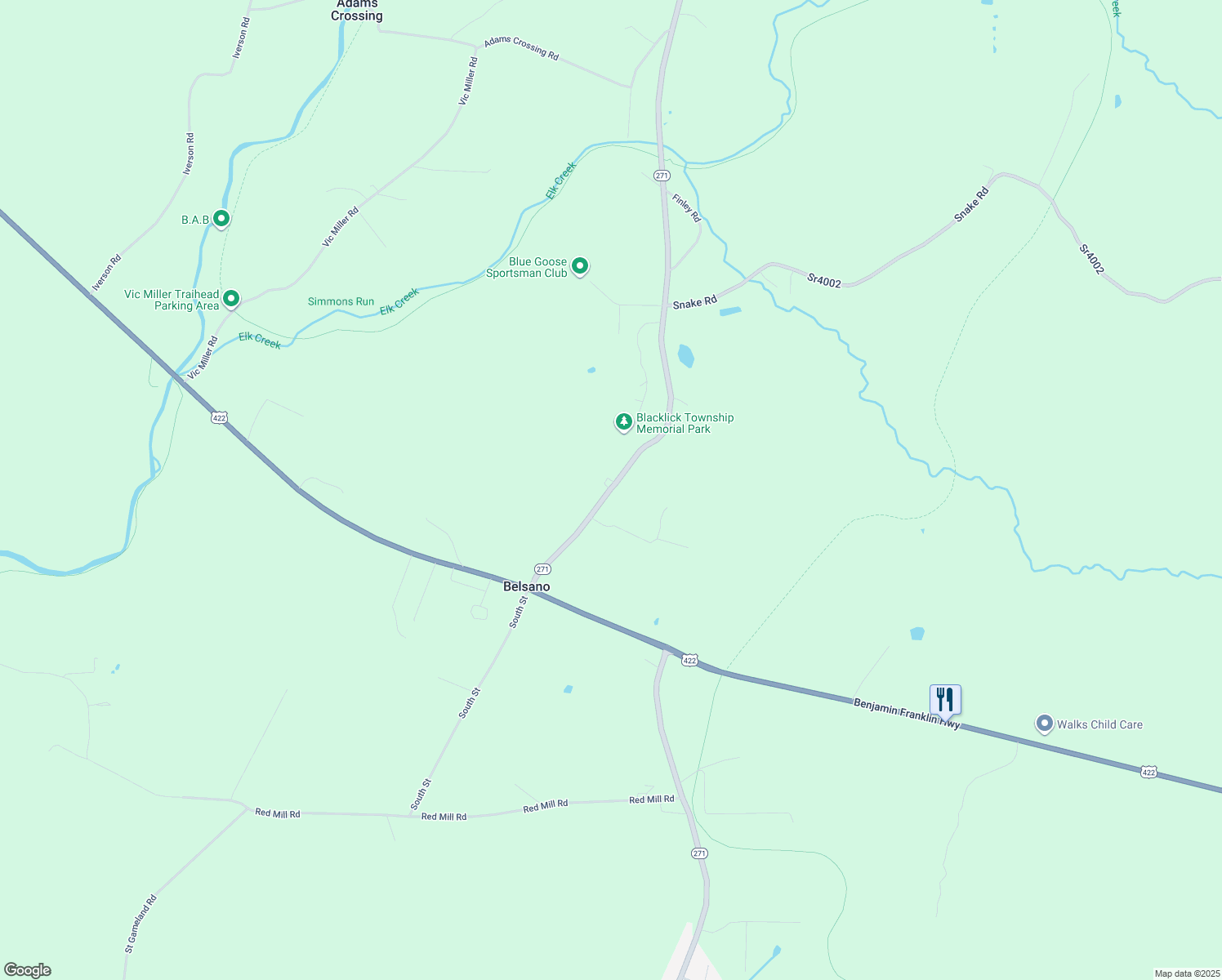 map of restaurants, bars, coffee shops, grocery stores, and more near 257 Duman Rd in Ebensburg