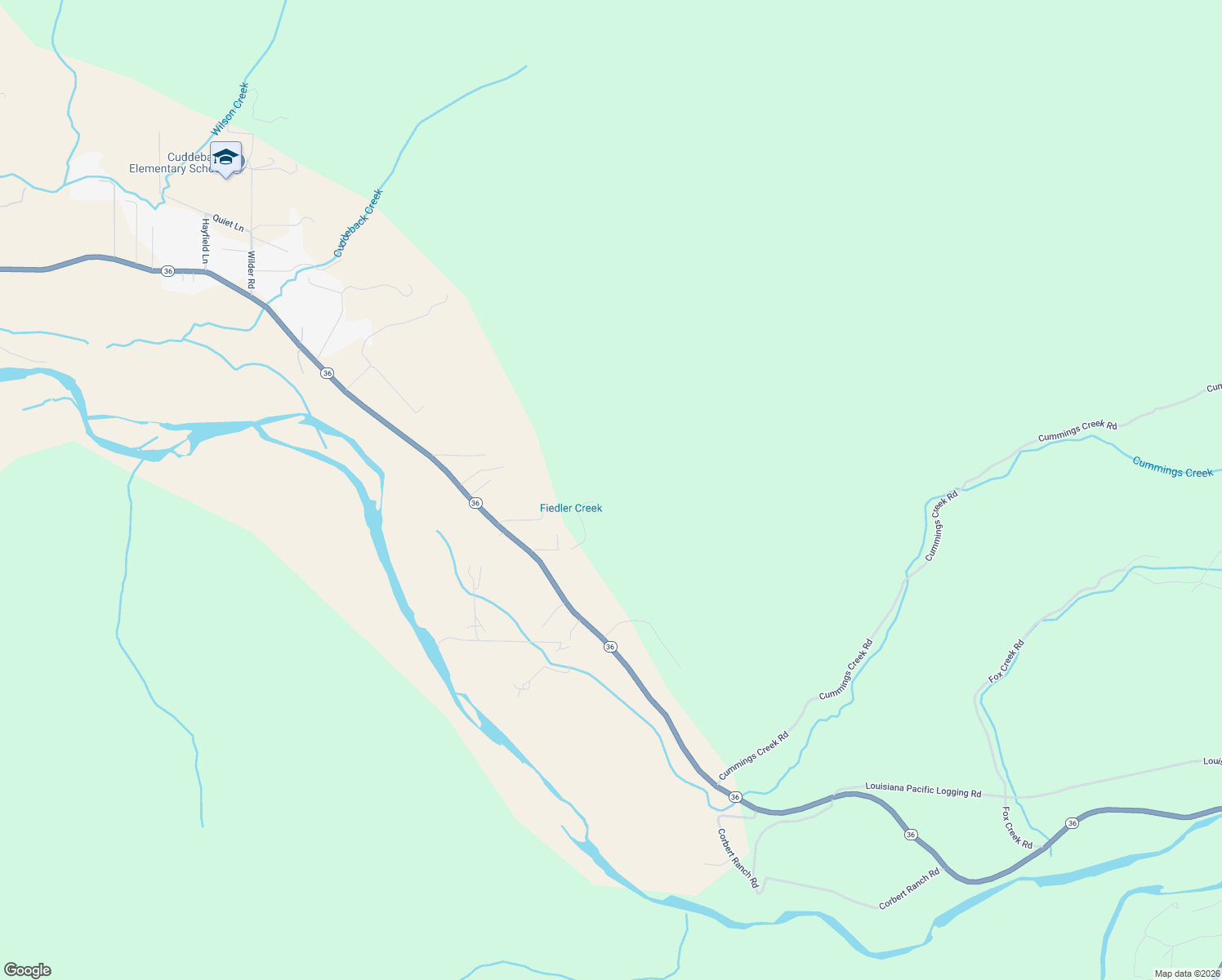 map of restaurants, bars, coffee shops, grocery stores, and more near 7579 California 36 in Carlotta