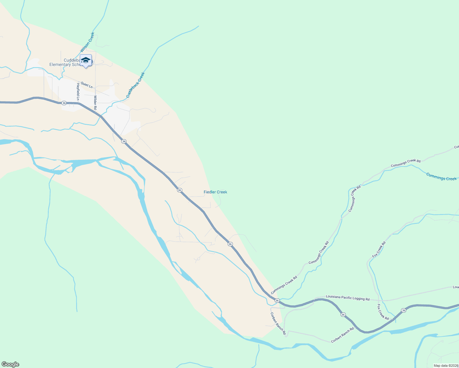 map of restaurants, bars, coffee shops, grocery stores, and more near 7579 California 36 in Carlotta