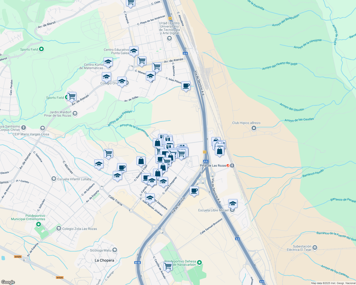 map of restaurants, bars, coffee shops, grocery stores, and more near 4 Calle Gabriel García Márquez in Las Rozas de Madrid