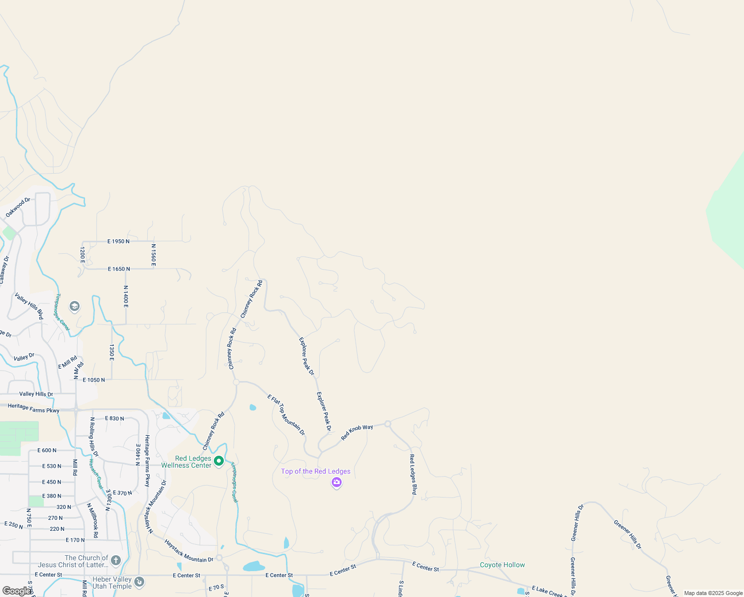 map of restaurants, bars, coffee shops, grocery stores, and more near 25 North Main Street in Heber City