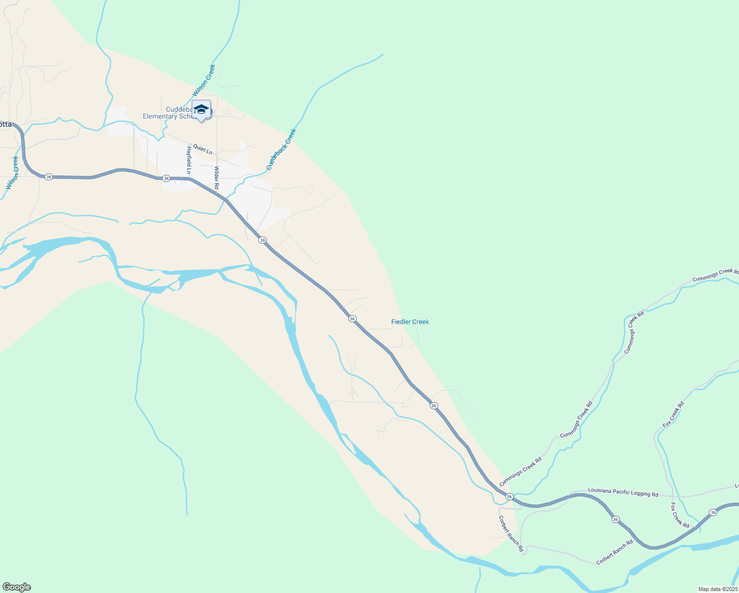 map of restaurants, bars, coffee shops, grocery stores, and more near 82 Love Lee Lane in Carlotta