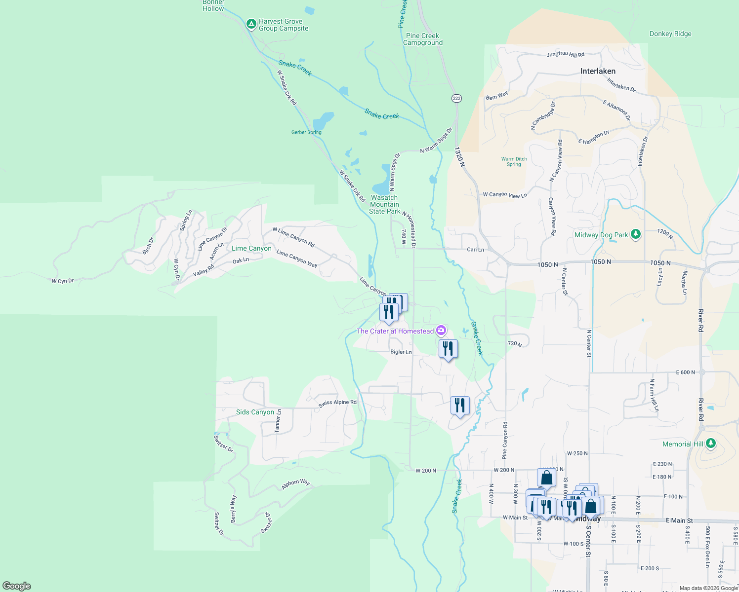 map of restaurants, bars, coffee shops, grocery stores, and more near 904 Schneitter Circle in Midway