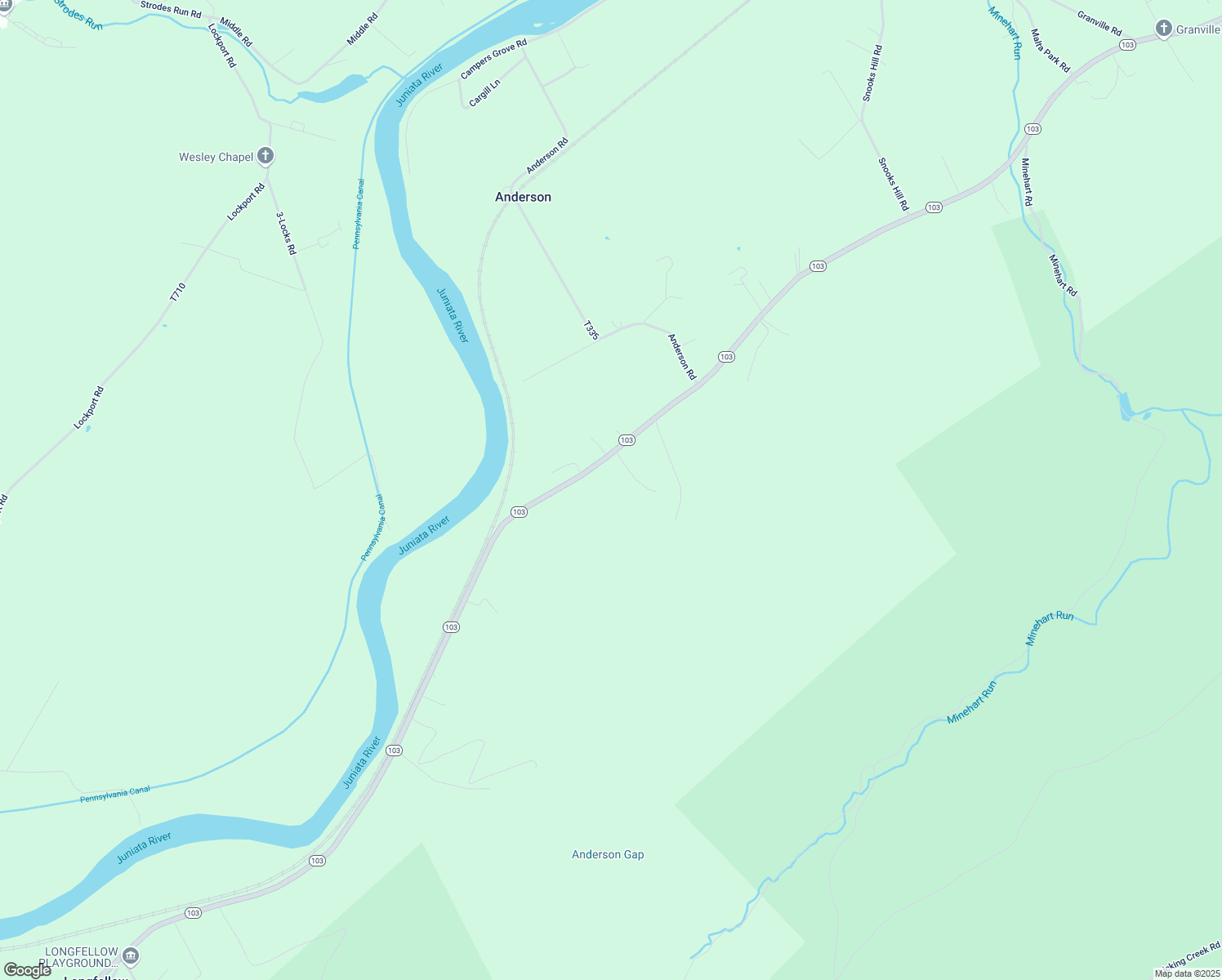 map of restaurants, bars, coffee shops, grocery stores, and more near 3202 Pennsylvania 103 in Lewistown