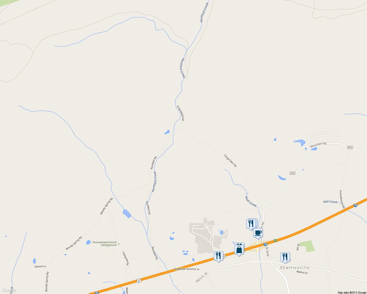 map of restaurants, bars, coffee shops, grocery stores, and more near 10 Forge Dam Road in Hamburg