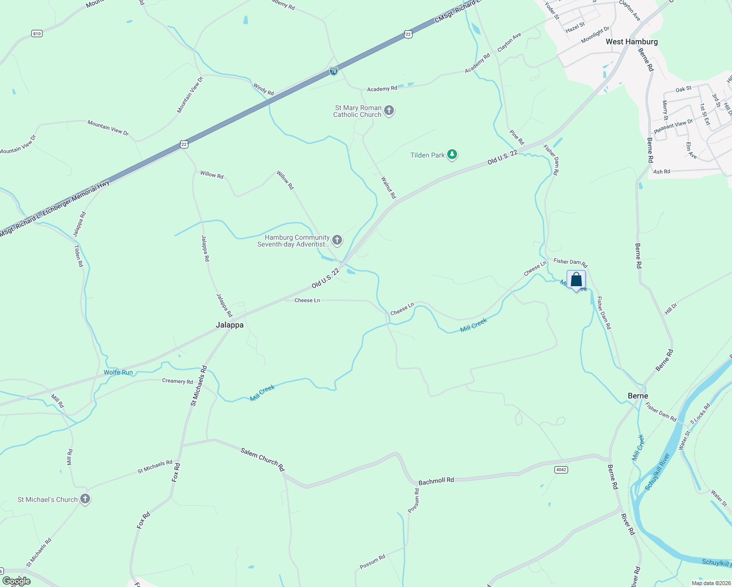 map of restaurants, bars, coffee shops, grocery stores, and more near 1111 Hex Highway in Hamburg