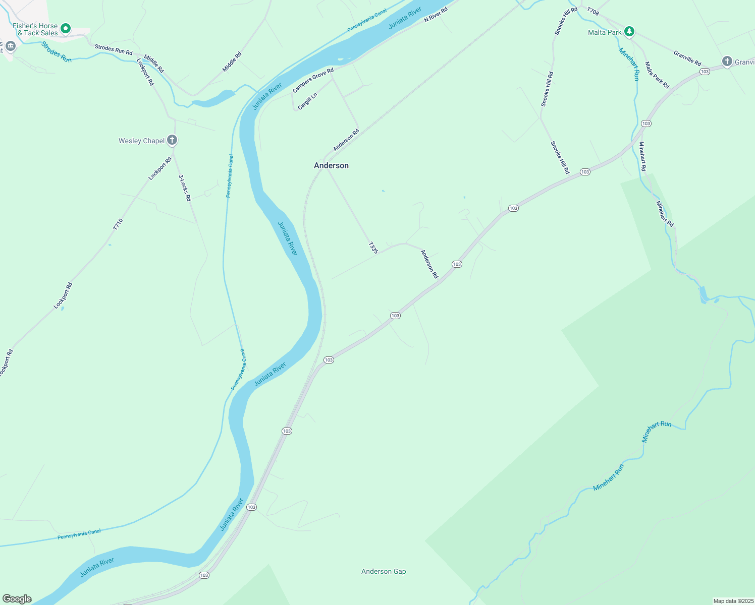map of restaurants, bars, coffee shops, grocery stores, and more near Pennsylvania 103 in Lewistown