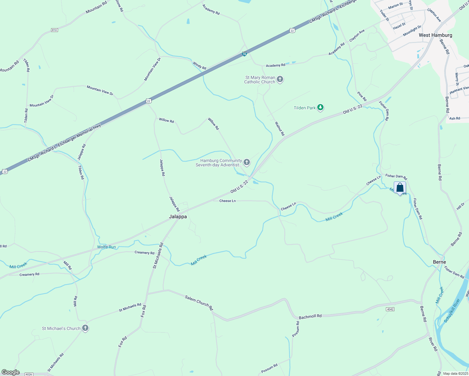 map of restaurants, bars, coffee shops, grocery stores, and more near 1130 Hex Highway in Hamburg