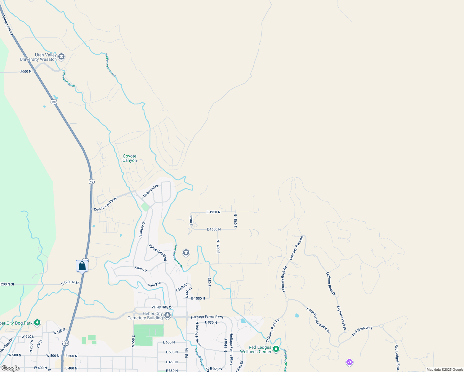 map of restaurants, bars, coffee shops, grocery stores, and more near 1535 East 1950 North in Heber City