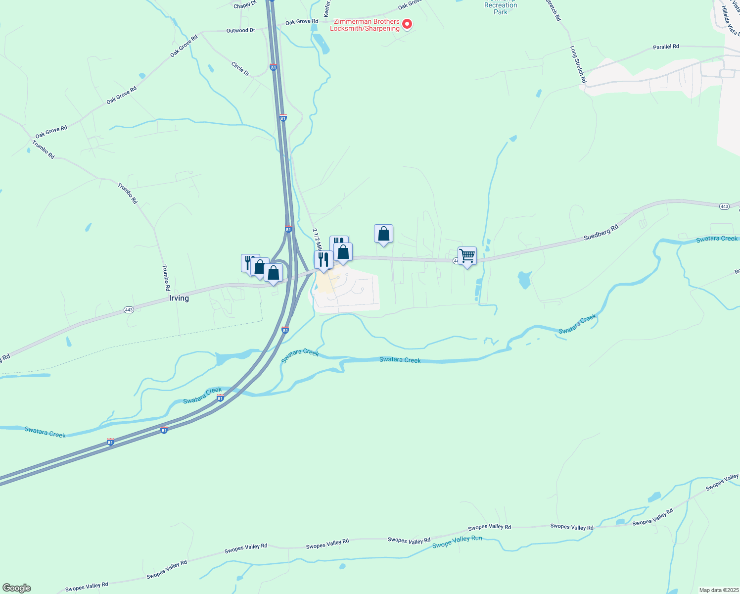 map of restaurants, bars, coffee shops, grocery stores, and more near 713 Union Court in Pine Grove