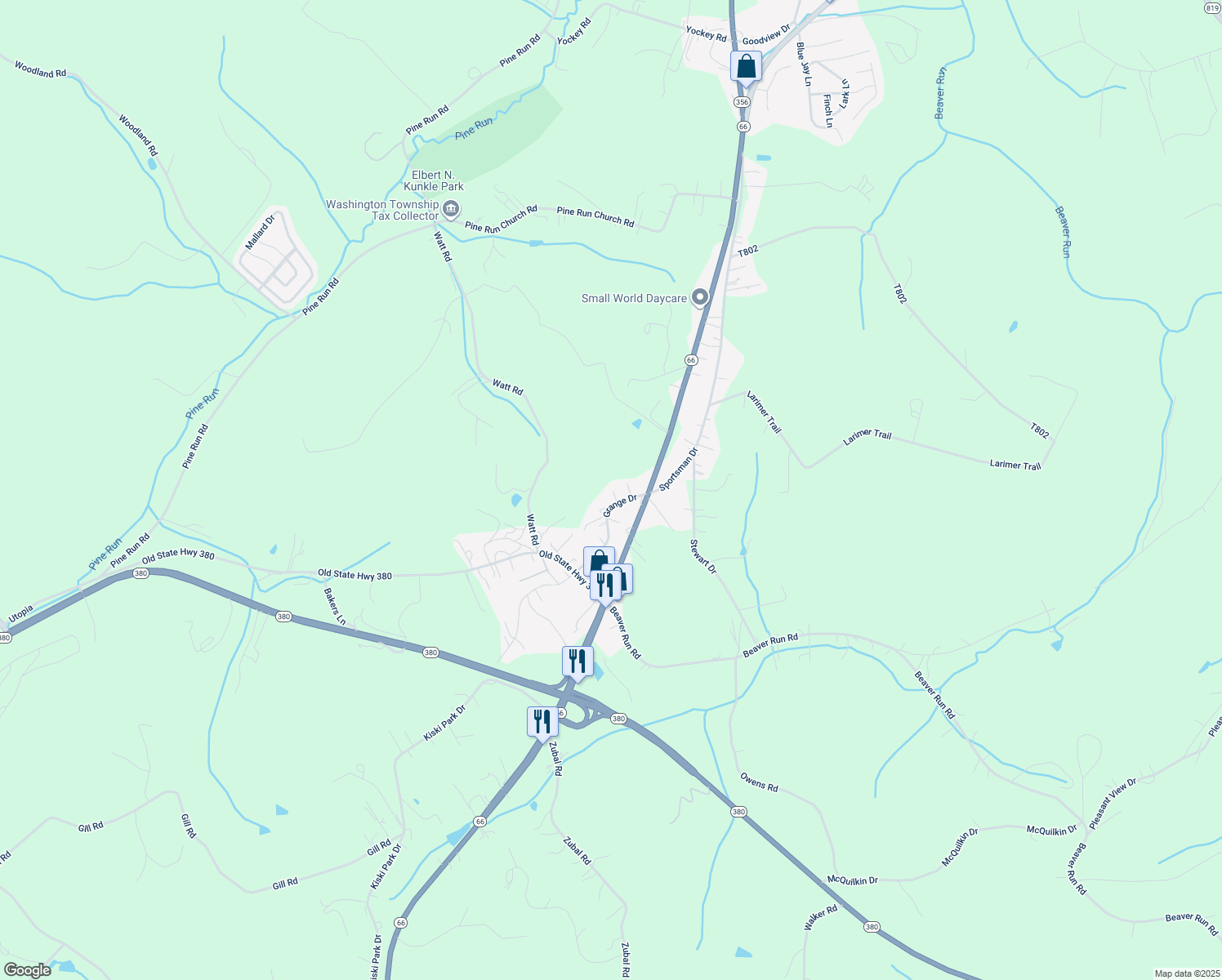 map of restaurants, bars, coffee shops, grocery stores, and more near 620 Grange Drive in Apollo