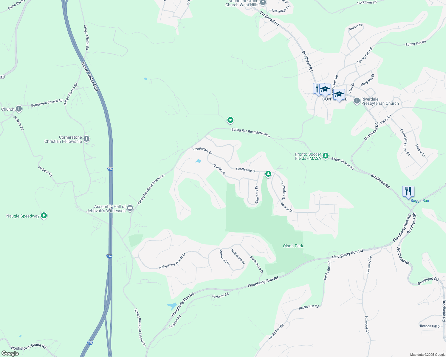 map of restaurants, bars, coffee shops, grocery stores, and more near 139 Darnley Drive in Coraopolis