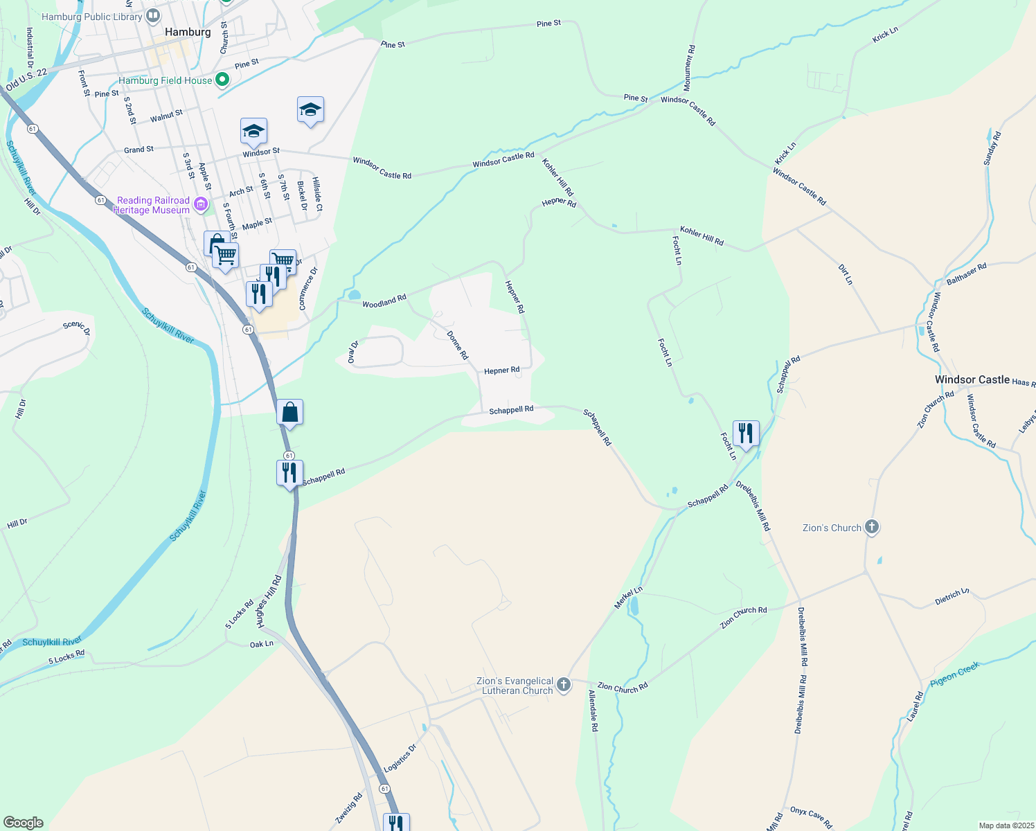 map of restaurants, bars, coffee shops, grocery stores, and more near 783 Schappell Rd in Hamburg