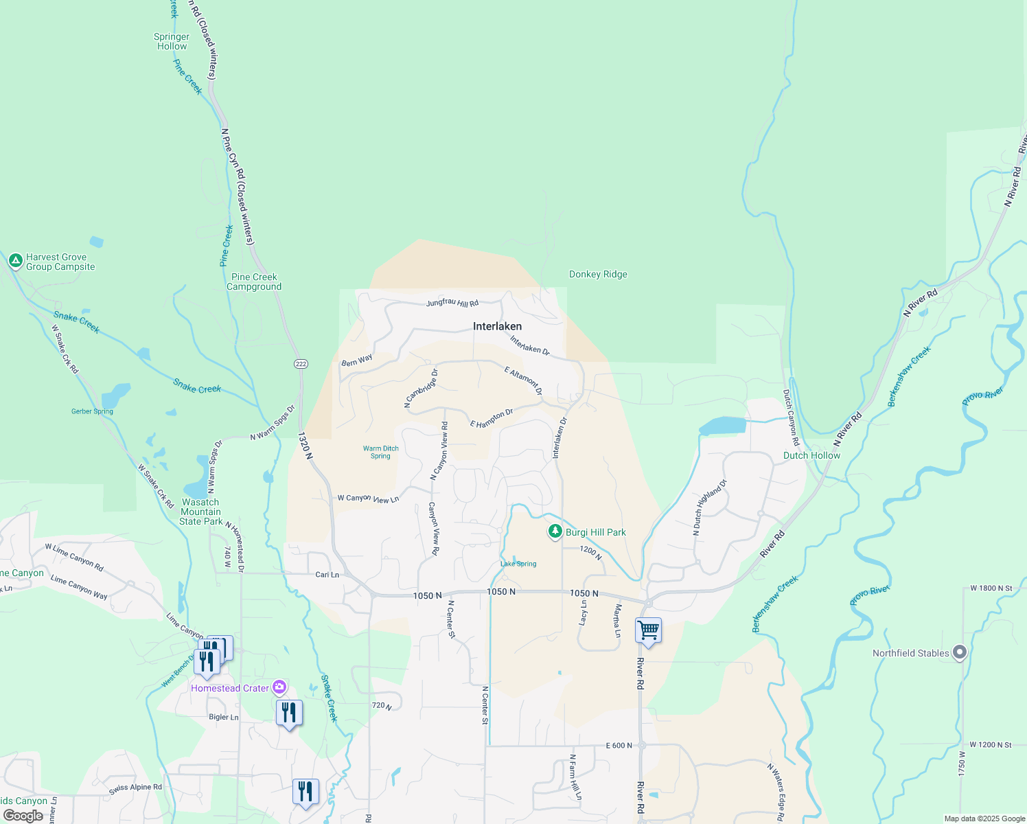 map of restaurants, bars, coffee shops, grocery stores, and more near in Midway