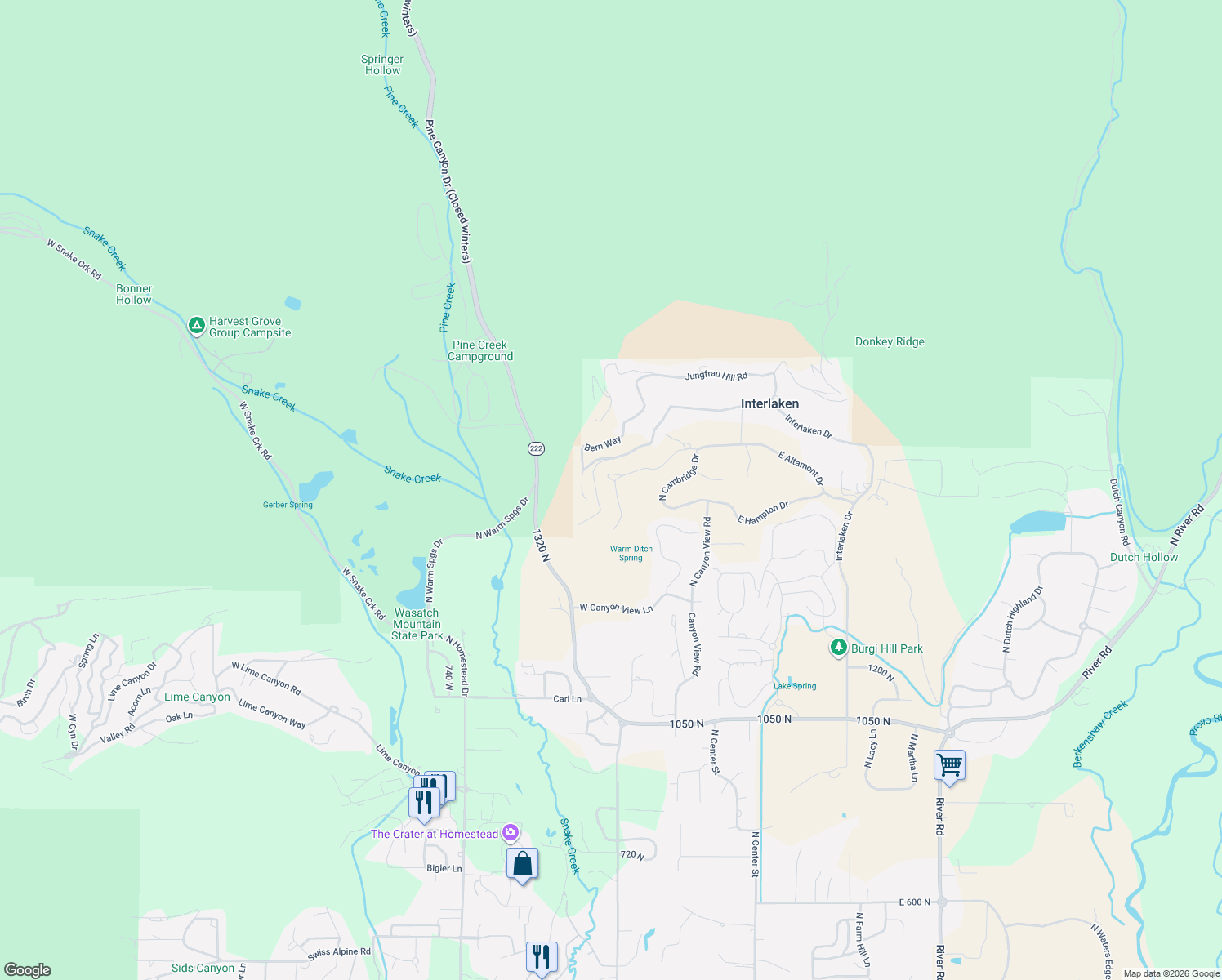 map of restaurants, bars, coffee shops, grocery stores, and more near 370 Luzern Road in Midway