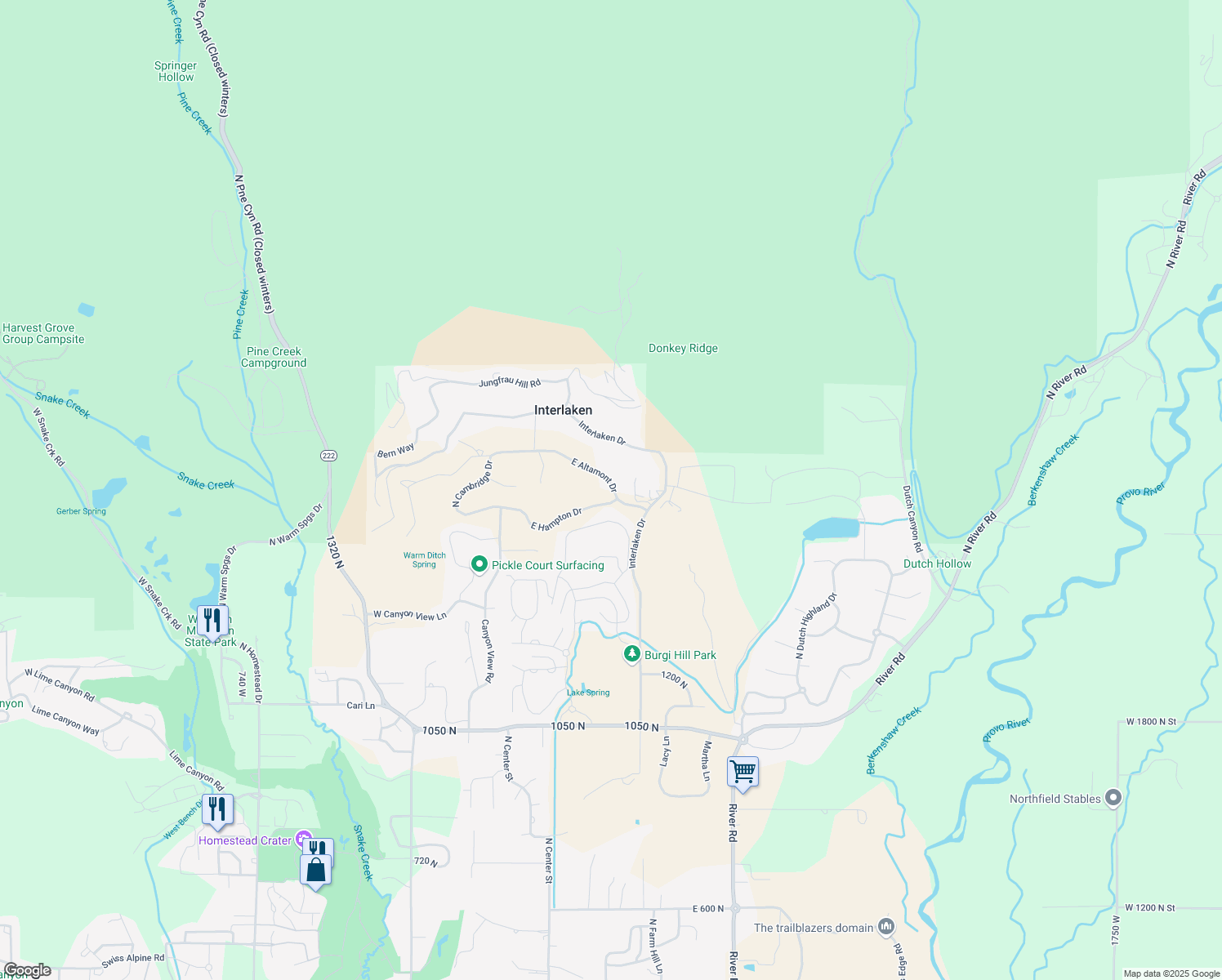 map of restaurants, bars, coffee shops, grocery stores, and more near 146 East Altamont Drive in Midway