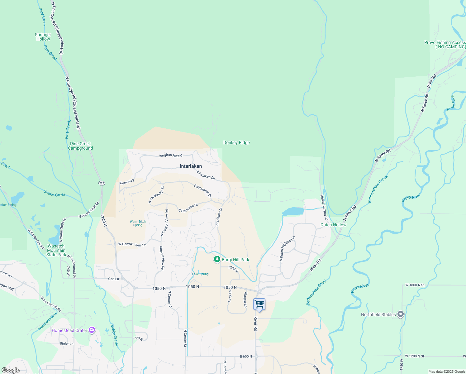 map of restaurants, bars, coffee shops, grocery stores, and more near 1685 North 300 East in Midway