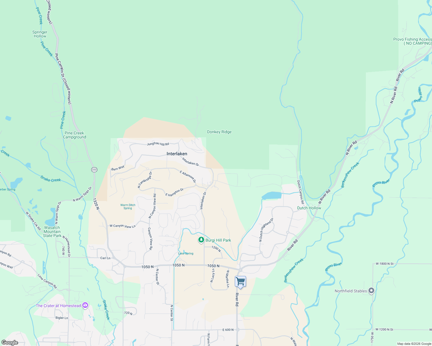 map of restaurants, bars, coffee shops, grocery stores, and more near 1685 North 300 East in Midway