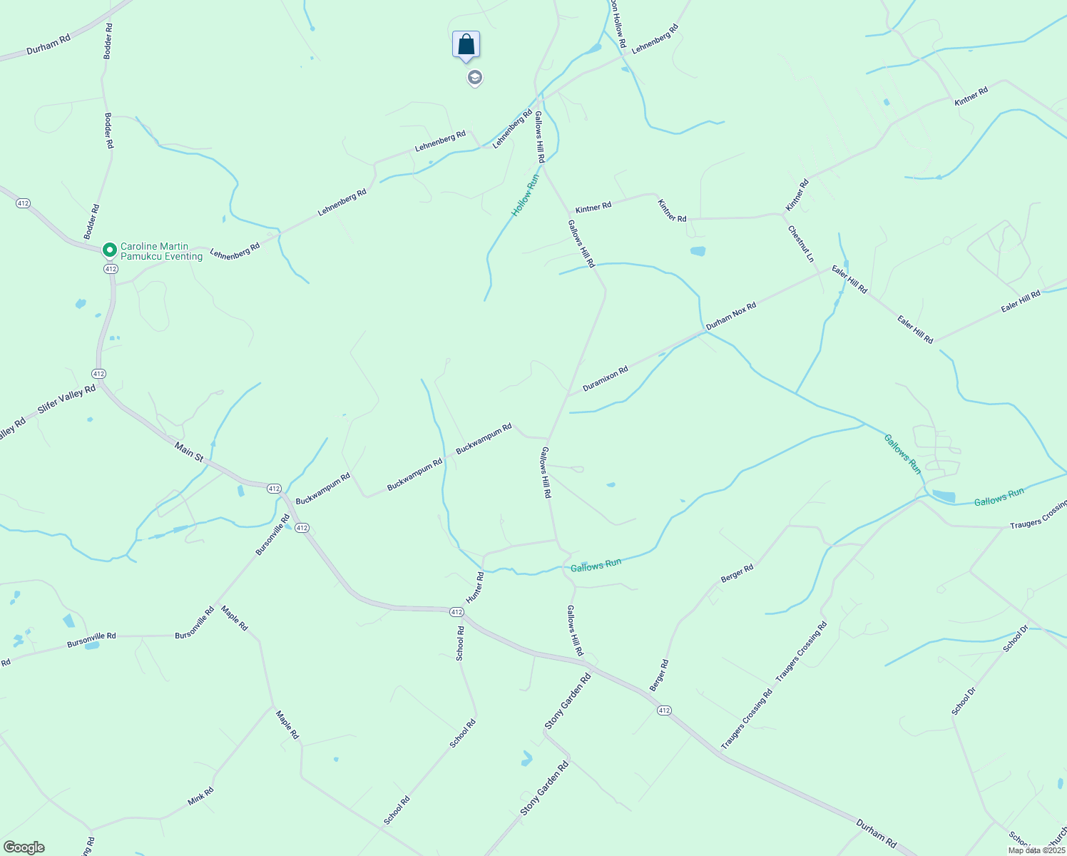 map of restaurants, bars, coffee shops, grocery stores, and more near 2220 Gallows Hill Road in Kintnersville