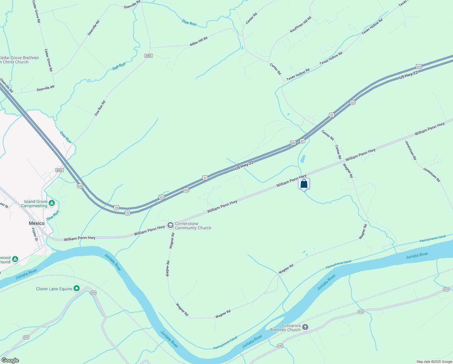 map of restaurants, bars, coffee shops, grocery stores, and more near 283 Hackenberger Drive in Mifflintown
