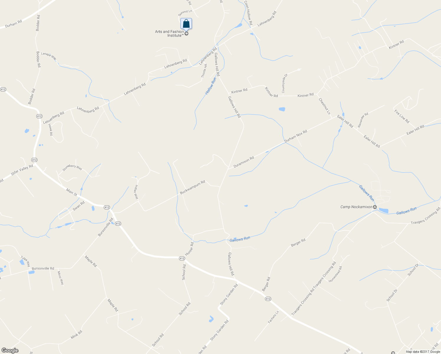 map of restaurants, bars, coffee shops, grocery stores, and more near 2220 Gallows Hill Road in Kintnersville