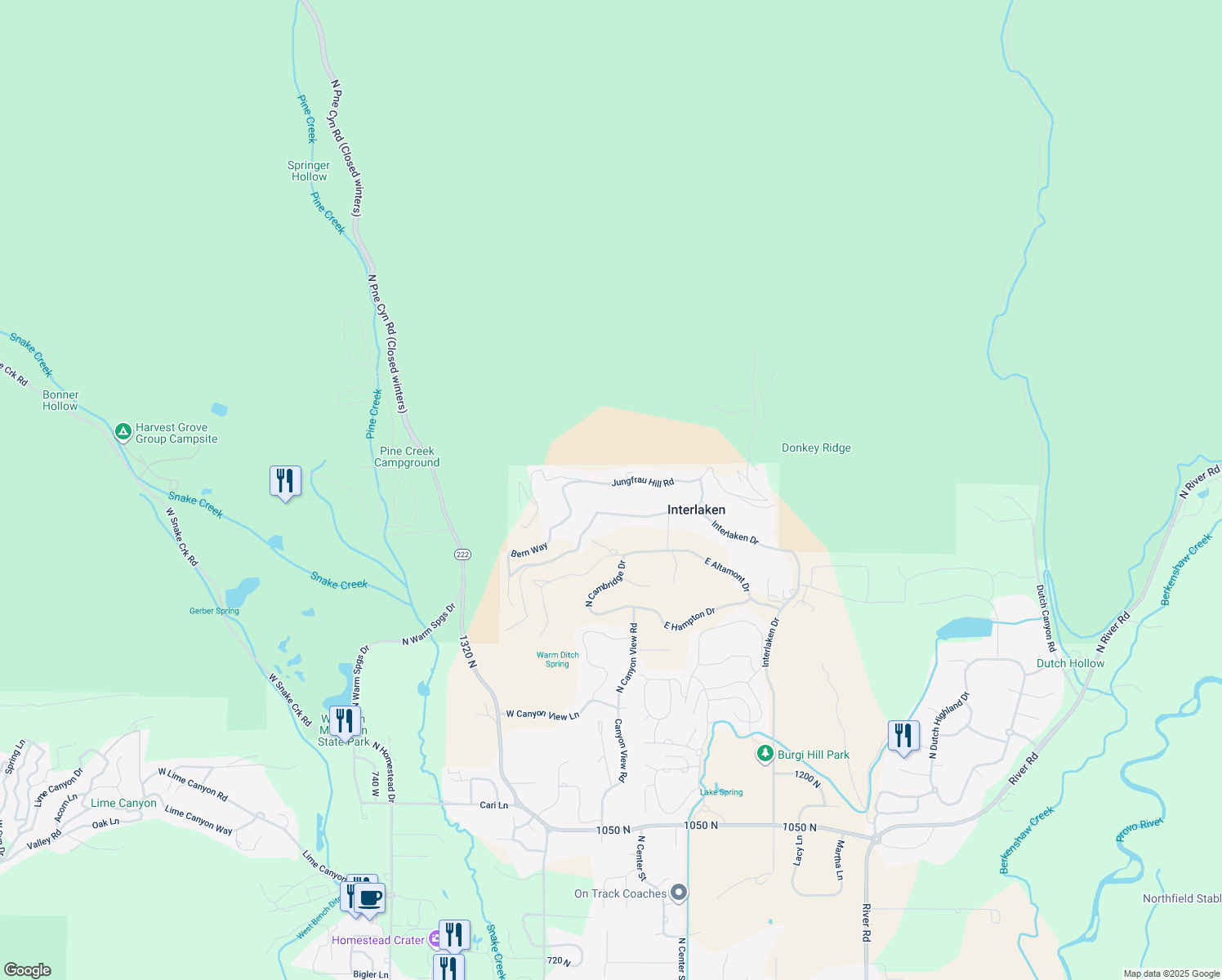 map of restaurants, bars, coffee shops, grocery stores, and more near 311 Jungfrau Hill Road in Midway
