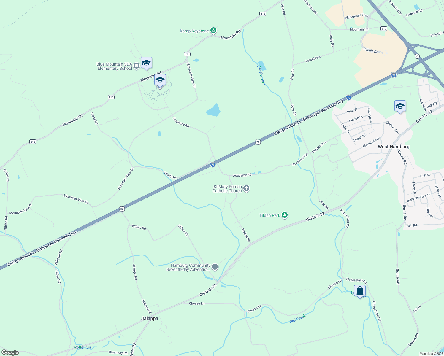 map of restaurants, bars, coffee shops, grocery stores, and more near 117 Walnut Road in Hamburg