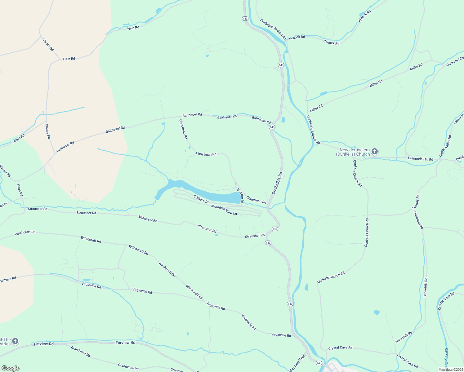 map of restaurants, bars, coffee shops, grocery stores, and more near 111 Lakeview Lane in Lenhartsville