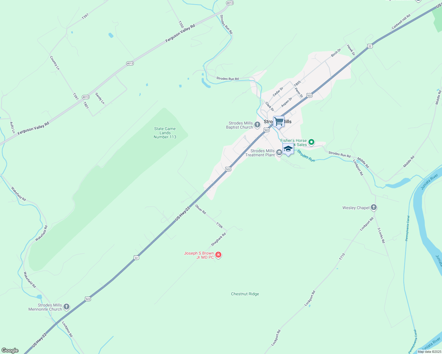 map of restaurants, bars, coffee shops, grocery stores, and more near 7902 U.S. 22 in McVeytown