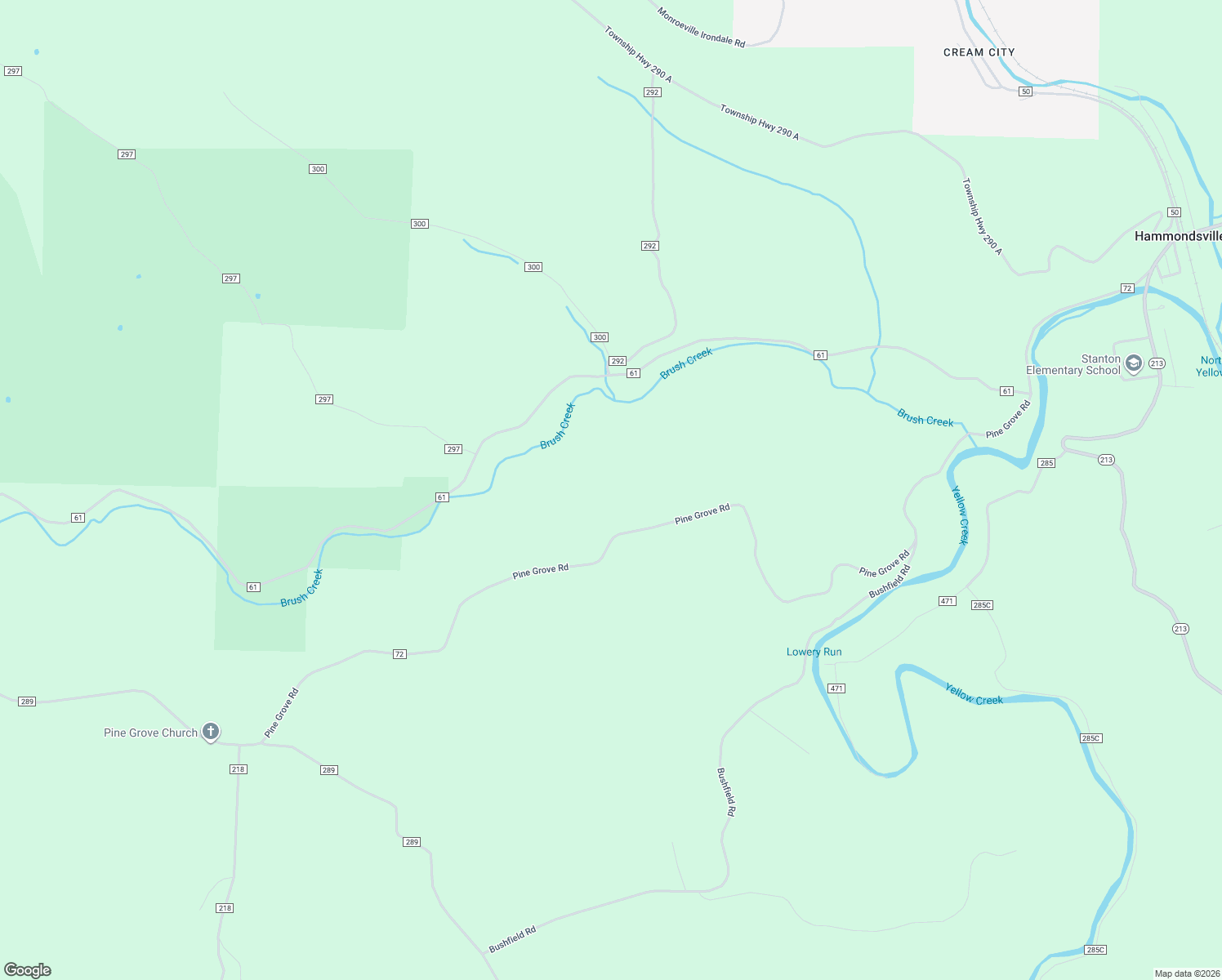 map of restaurants, bars, coffee shops, grocery stores, and more near 1196 County Highway 72 in Hammondsville