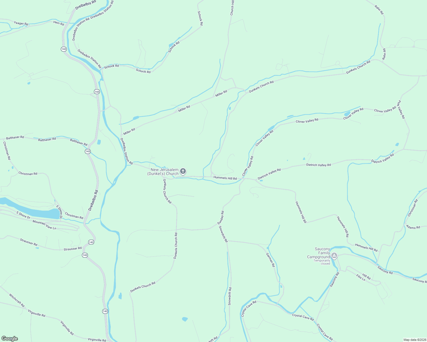 map of restaurants, bars, coffee shops, grocery stores, and more near 696 Dunkels Church Road in Kutztown