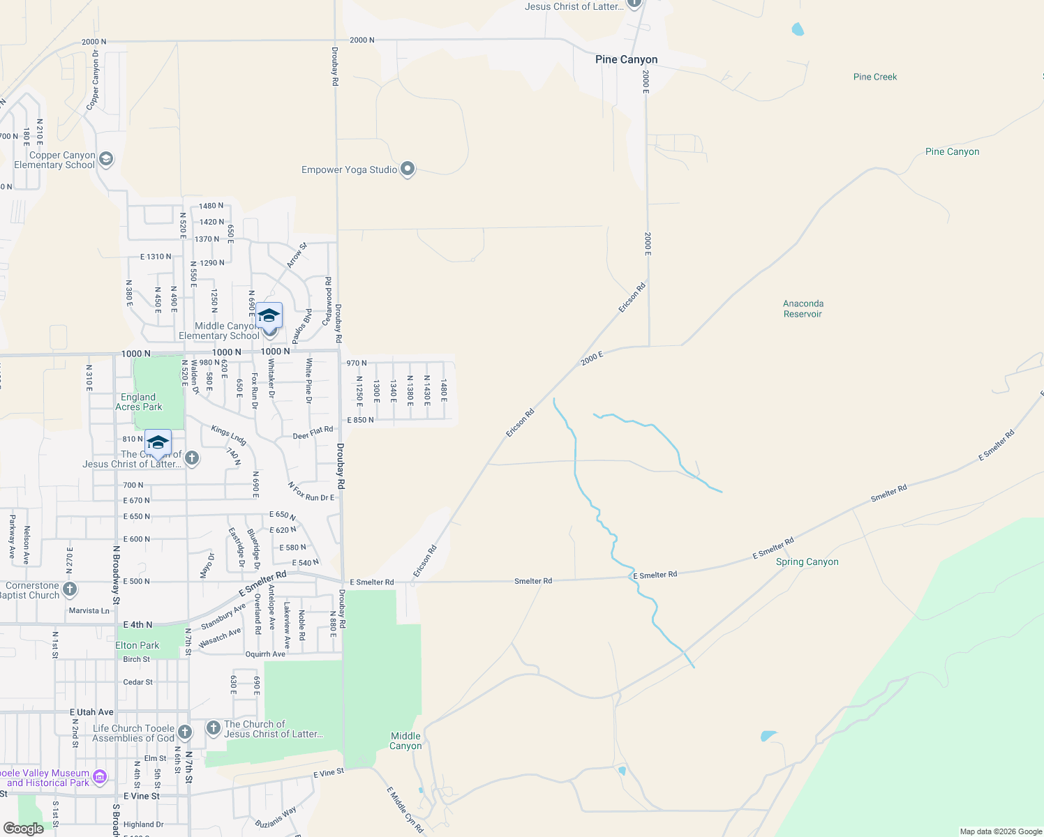 map of restaurants, bars, coffee shops, grocery stores, and more near 1503 East 970 North in Tooele