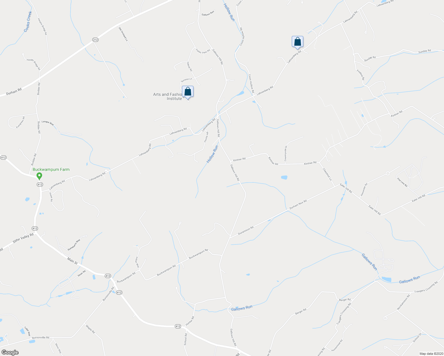 map of restaurants, bars, coffee shops, grocery stores, and more near 2548 Gallows Hill Road in Kintnersville