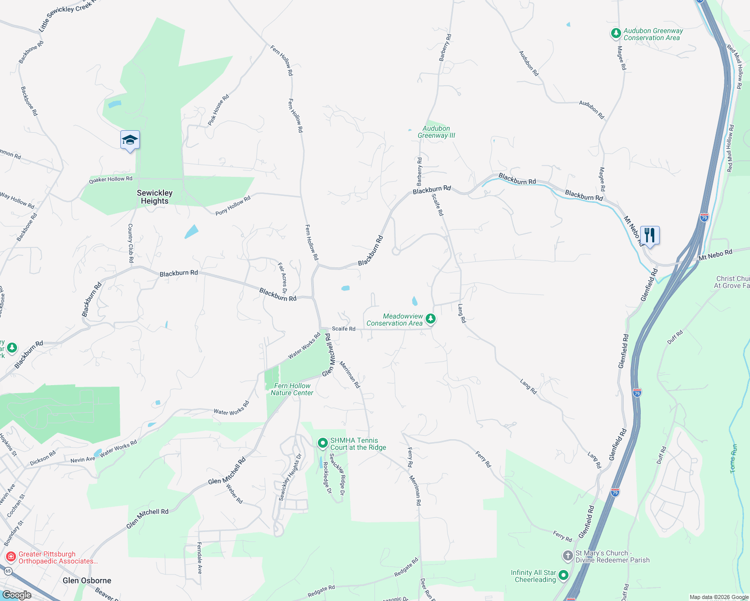 map of restaurants, bars, coffee shops, grocery stores, and more near 216 Scaife Rd in Sewickley
