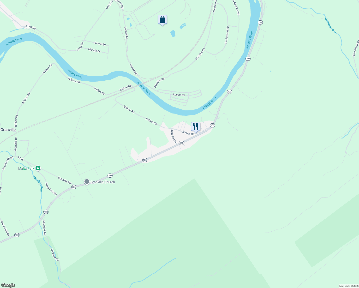 map of restaurants, bars, coffee shops, grocery stores, and more near 2 Bells Drive in Lewistown