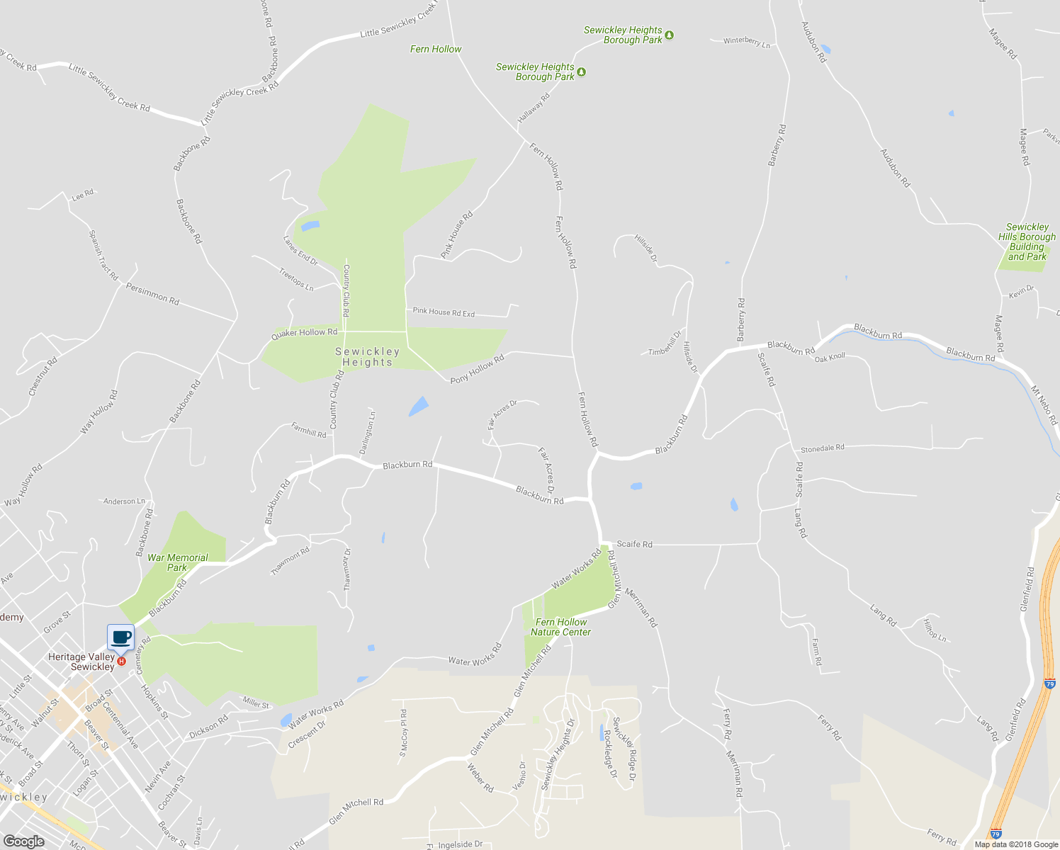 map of restaurants, bars, coffee shops, grocery stores, and more near 101 Fair Acres Drive in Sewickley