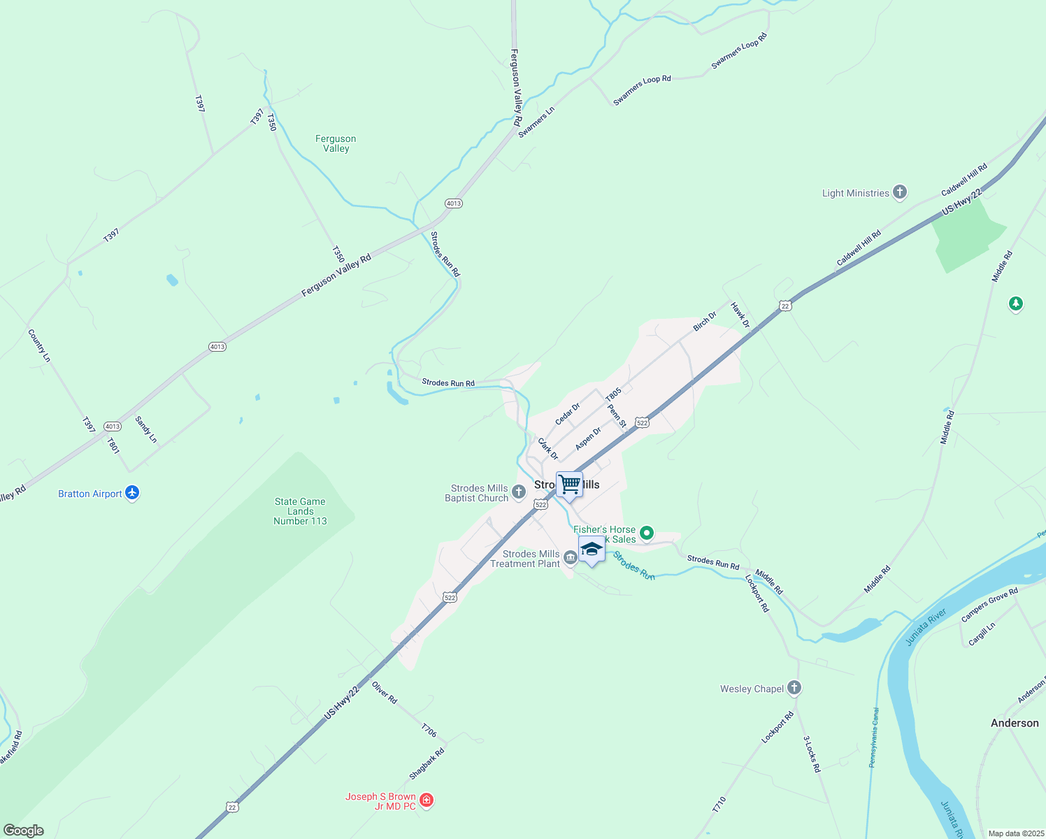 map of restaurants, bars, coffee shops, grocery stores, and more near 149 Strodes Run Road in Lewistown
