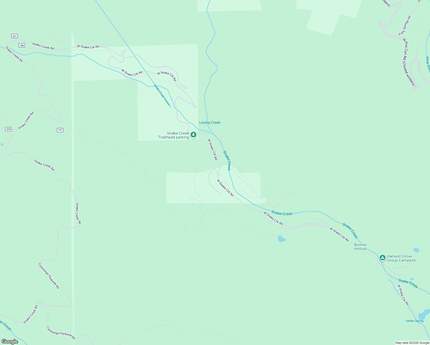 map of restaurants, bars, coffee shops, grocery stores, and more near 2485 Snake Creek Road in Midway