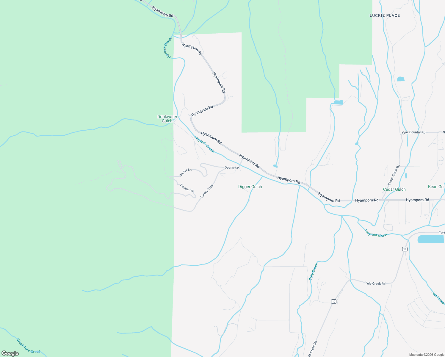 map of restaurants, bars, coffee shops, grocery stores, and more near Doctor Lane in Hayfork