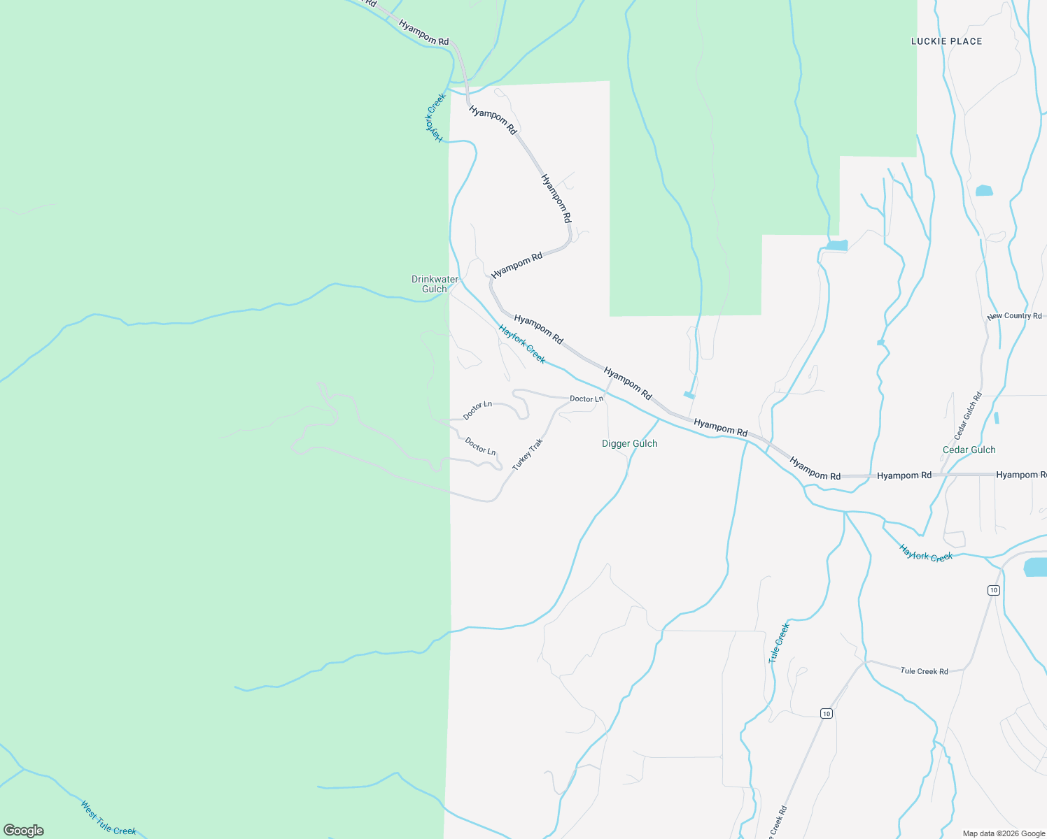 map of restaurants, bars, coffee shops, grocery stores, and more near Doctor Lane in Hayfork